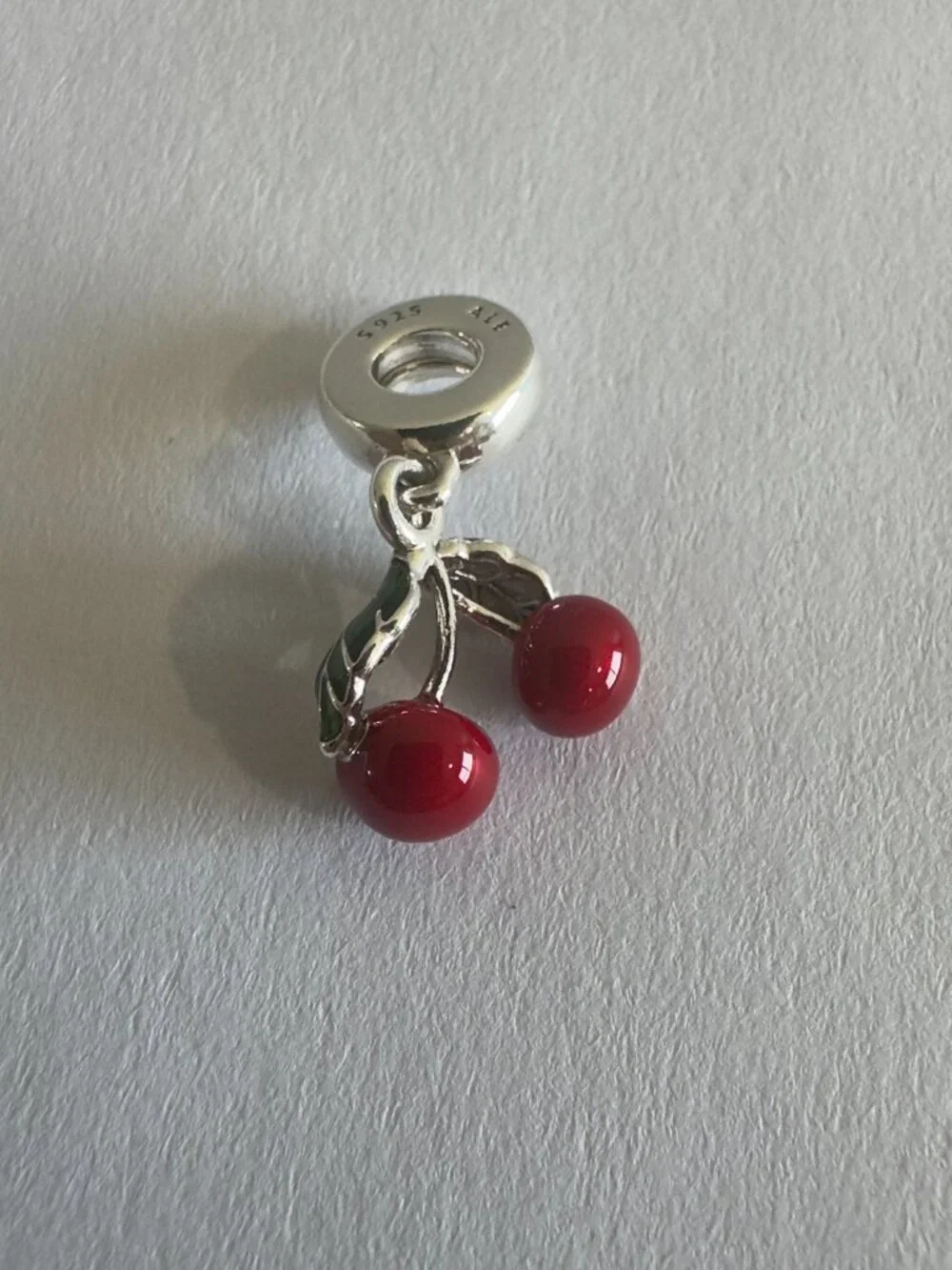 NEW Authentic PANDORA 925 Asymmetrical Red Cherry Fruit Charm 791583C01 - Picture 2 of 5